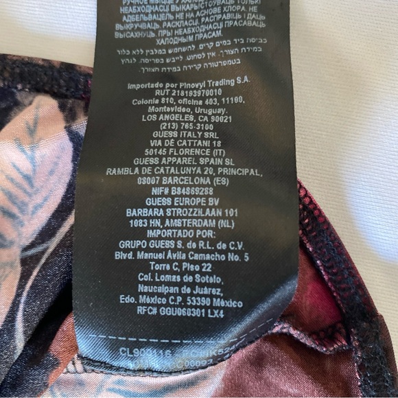 GUESS Women's Jazzi Kimono Sleeves Dawn Of Rose Print Black Bodysuit Size XS - Picture 11 of 12